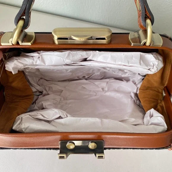 NWT Patricia Nash Gracchi Florence Tooled Leather Frame Satchel Brown P38407 - Picture 8 of 15